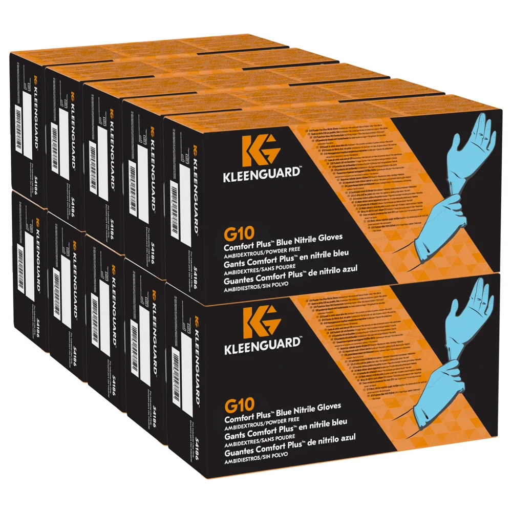 Kleenguard® G10 Comfort Plus Blue Nitrile Luvas - 24 cm, dois portáteis com dois itens S