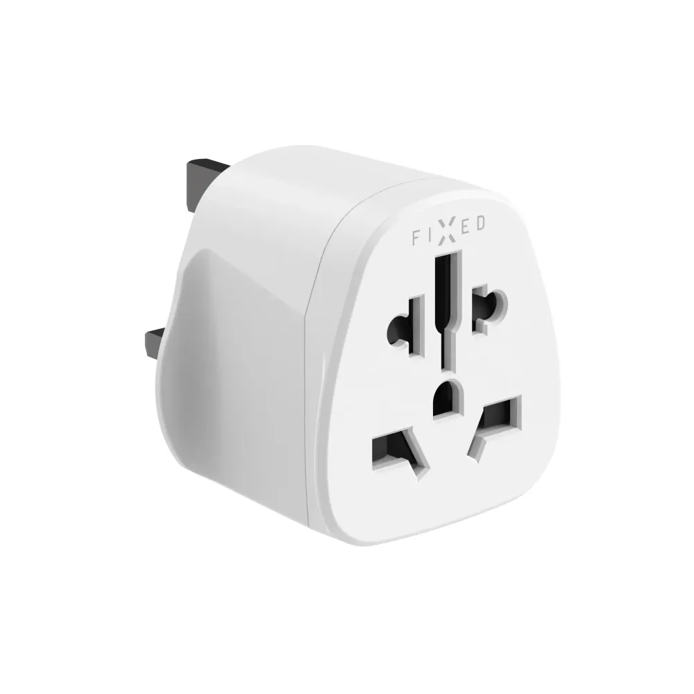 Adaptér FIXED UK Adapter pro zapojení EU, US, AUS zařízení do UK zásuvek, bílý FIXED.zone shop