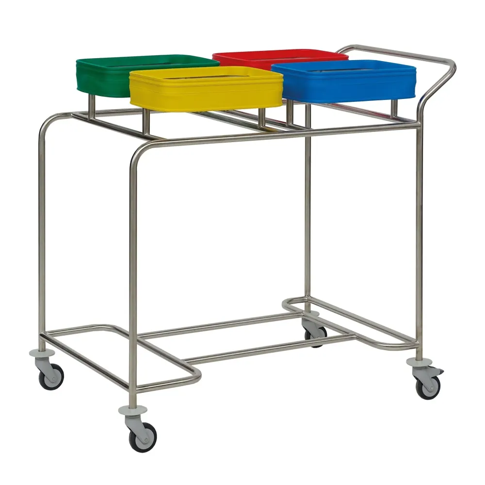 Novocal stainless steel laundry collector "Compact plus" four-time collector Frame: Stainless steel All pipe consoles | Pa...