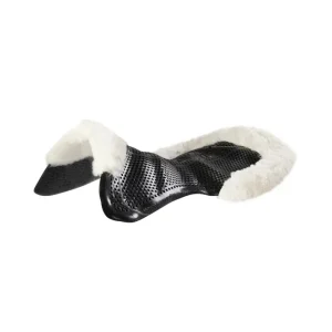 Żelowa podkładka antypoślizgowa Iconic z sztuczną owczą skórą płaska Black/Natural M