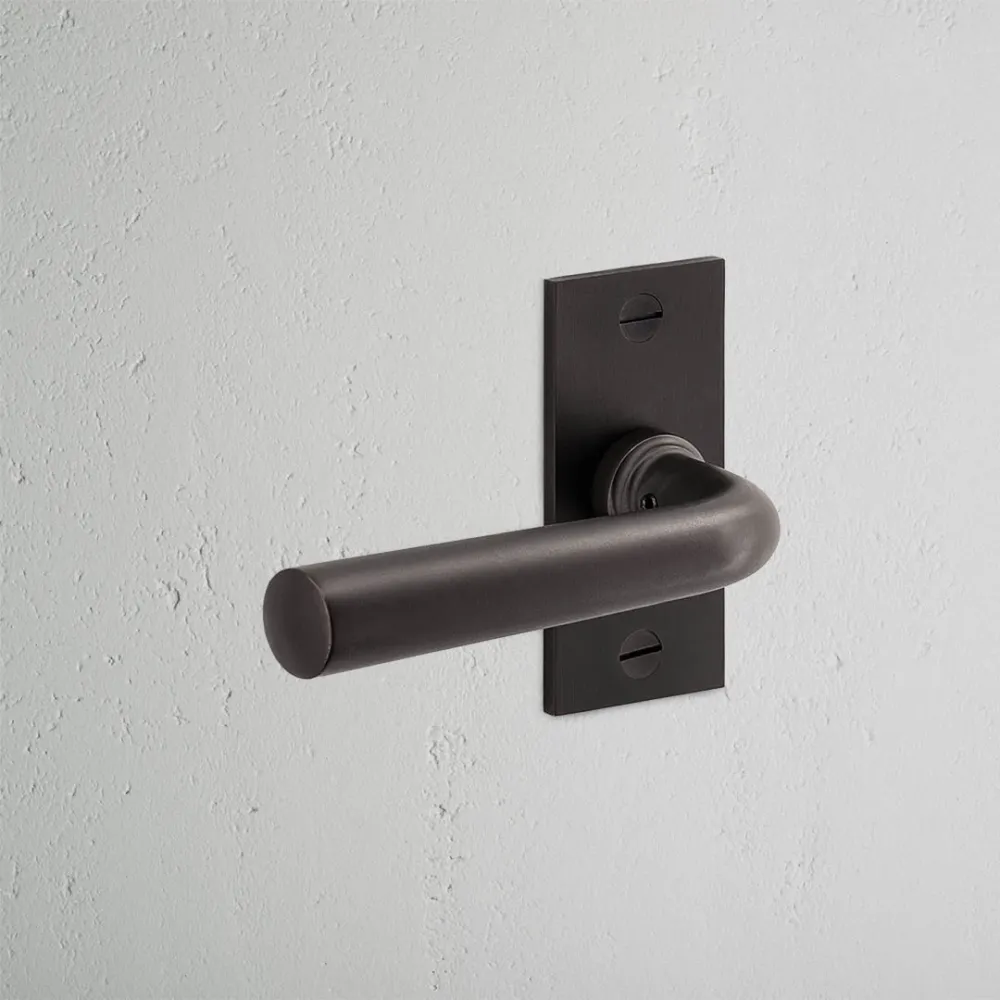 Apsley Short Plate Sprung Door Handle - Copper-brown