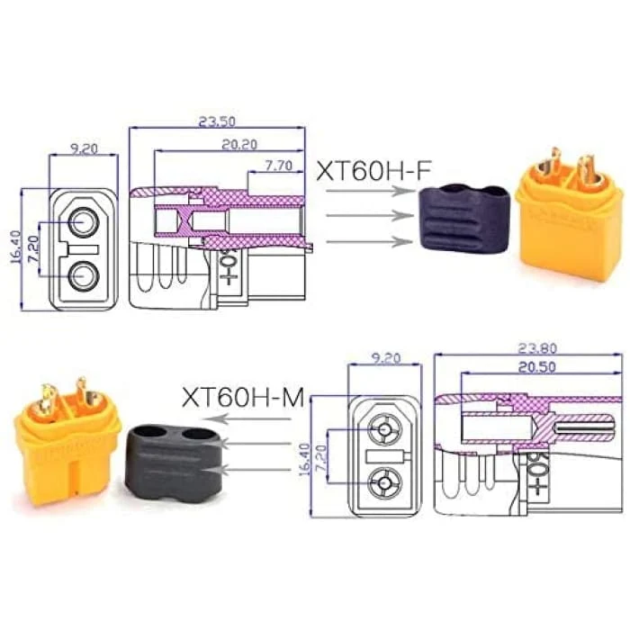 Vysoce kvalitní konektory Xt60H, samec-samice s ochranným pouzdrem, konektory baterie RC Lipo Modeling, 5 párů YUNIQUE GRE...