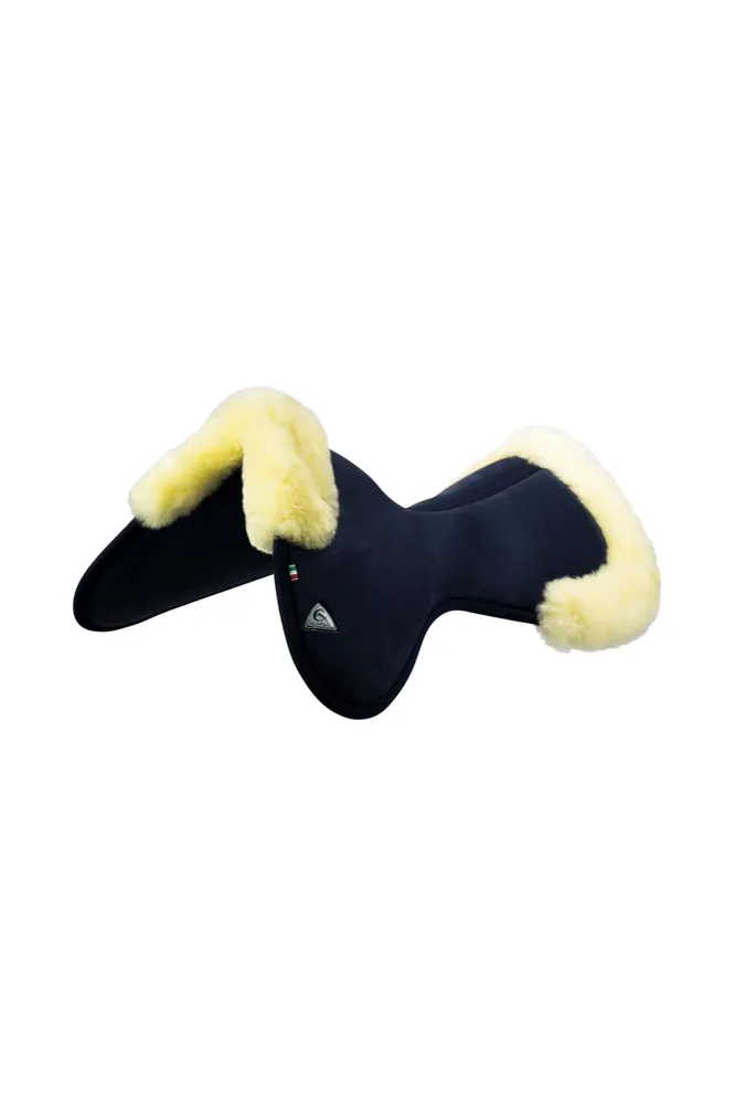 Demi-tapis Close Contact en mousse mémoire avec schaffell Blue/ Natural Taille exkluzivní