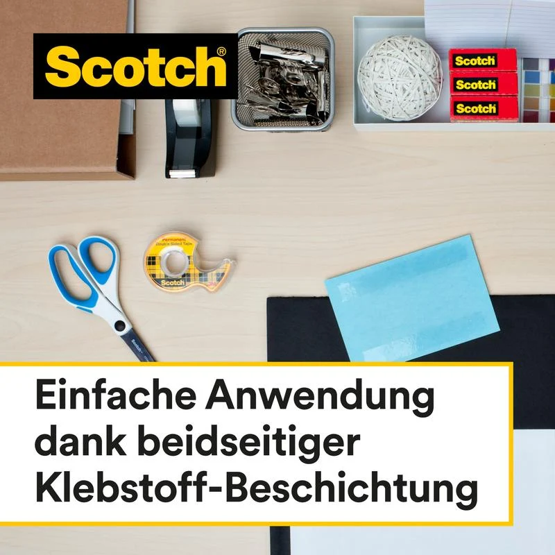 Banda adezivă scotch® cu două lateral, 1 rolă, 19 mm x 33 m | Pachet (1 rolă)
