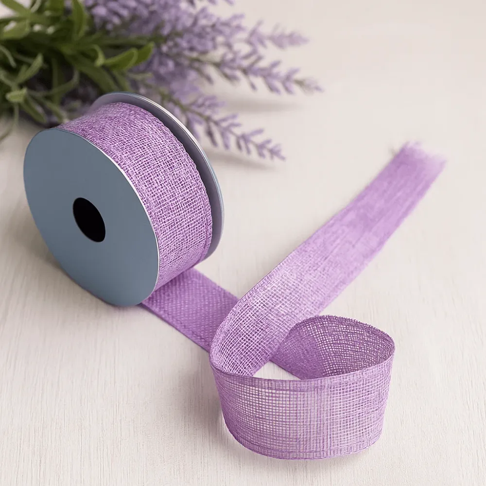 Levandulová přírodní texturovaná stuha 38mm x 20m