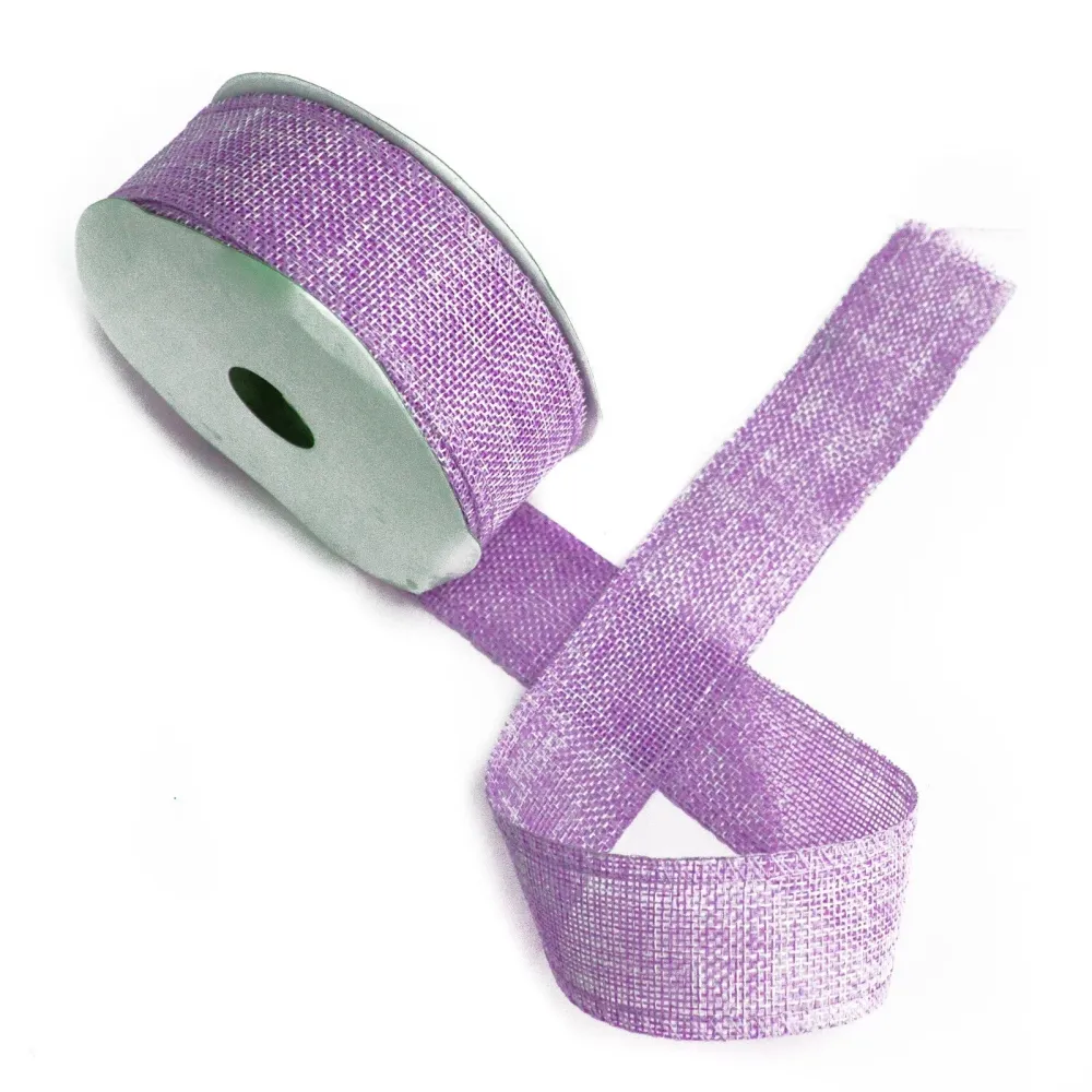 Levandulová přírodní texturovaná stuha 38mm x 20m