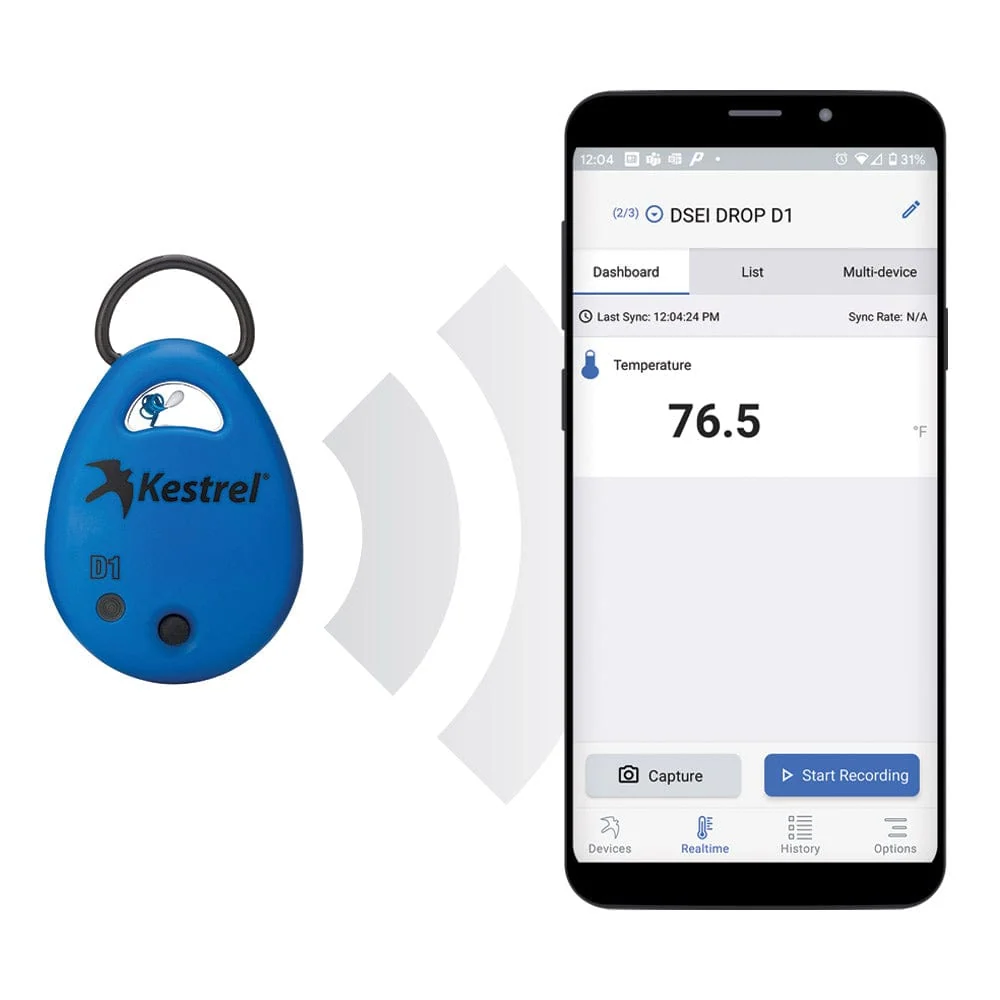 Kestrel DROP D1 Bluetooth datový záznamník - teplota