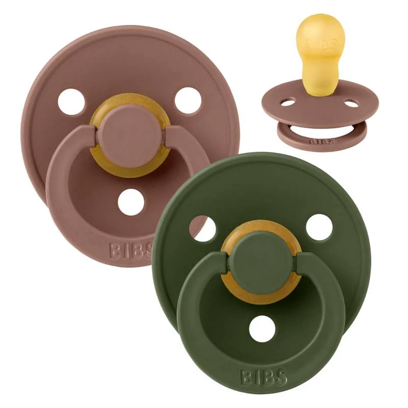 Bibs Kulatý Colour Dudlík - 2-balení - vel. 3 - přírodní guma - Woodchuck/Hunter Green
