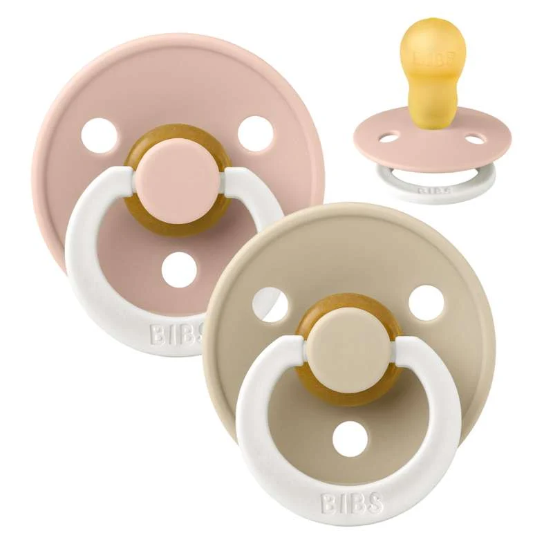 Bibs Kulatý Colour Dudlík - 2-balení - vel. 3 - přírodní guma - GLOW - Blush/Vanilla
