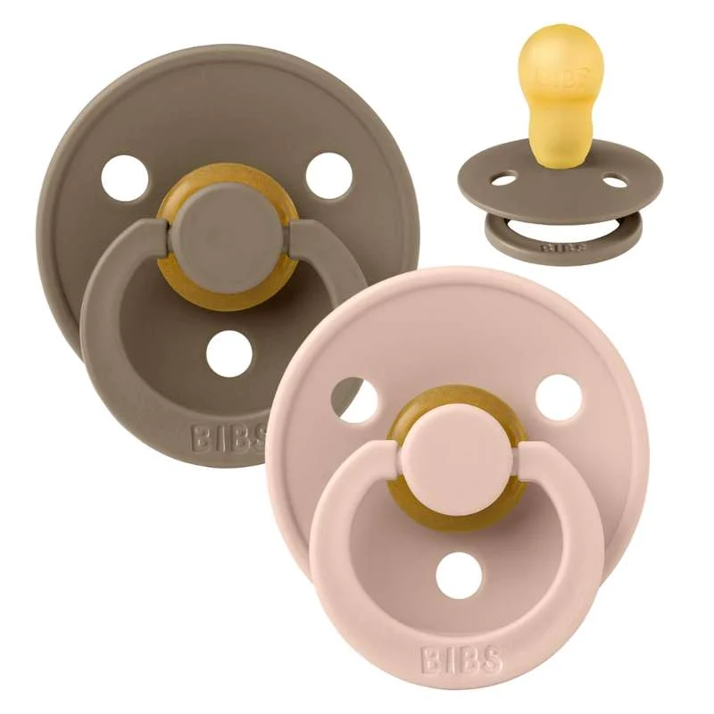 Bibs Kulatý Colour Dudlík - 2-balení - vel. 3 - přírodní guma - Onyx dub/Růžová