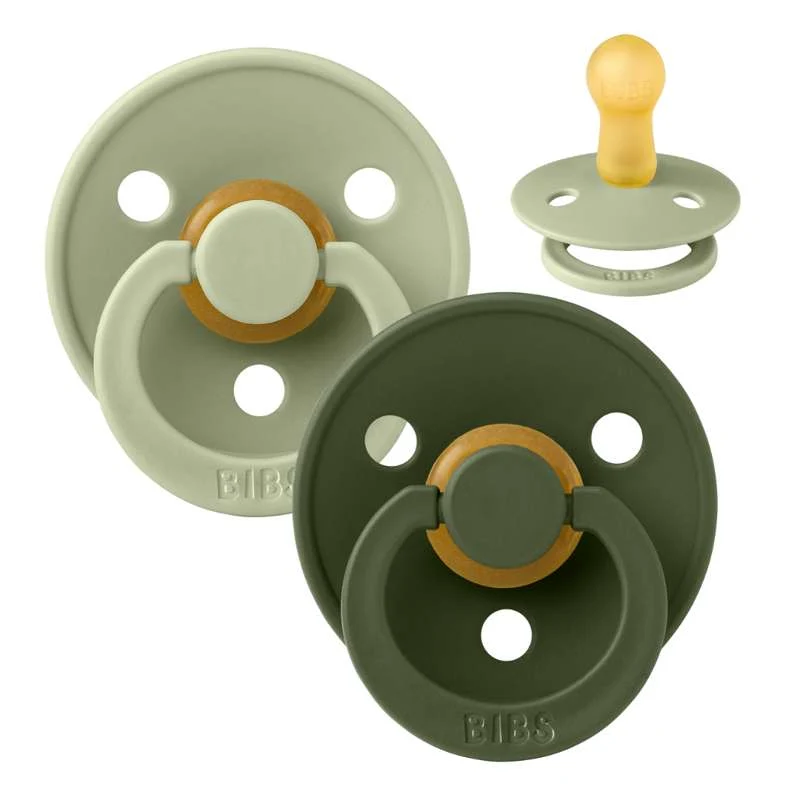 Bibs Kulatý Colour Dudlík - 2-balení - vel. 2 - přírodní guma - Sage/Hunter Green