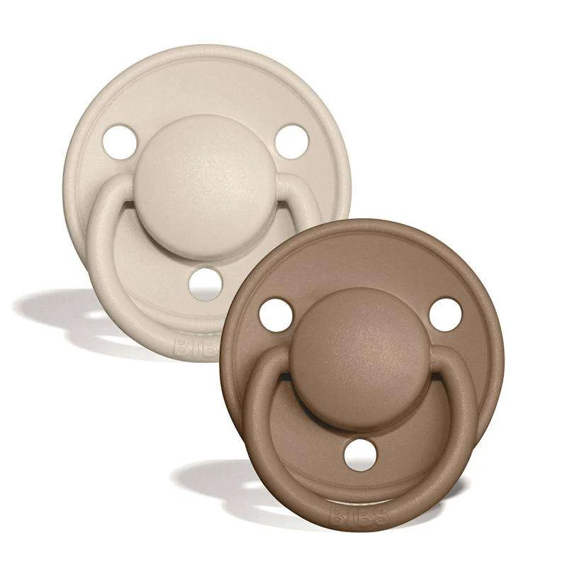BIBS De Lux Sut - 2-Pak - Onesize - Silikone - Vanilla/Dark Oak - Sterility Assured