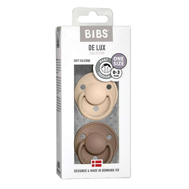 BIBS De Lux Sut - 2-Pak - Onesize - Silikone - Vanilla/Dark Oak - Sterility Assured
