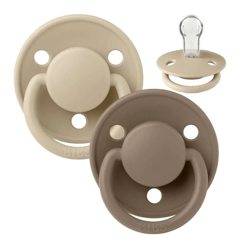 BIBS De Lux Sut - 2-Pak - Onesize - Silikone - Vanilla/Dark Oak - Sterility Assured