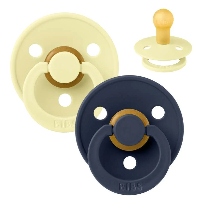 BIBS Rund Colour Sut - 2-Pak - Str. 1 - Naturgummi - Luna/Deep Space