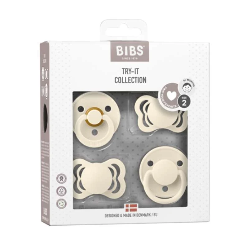 BIBS Try-It Collection - 4 Forskellige Sutter - Str. 2 - Ivory