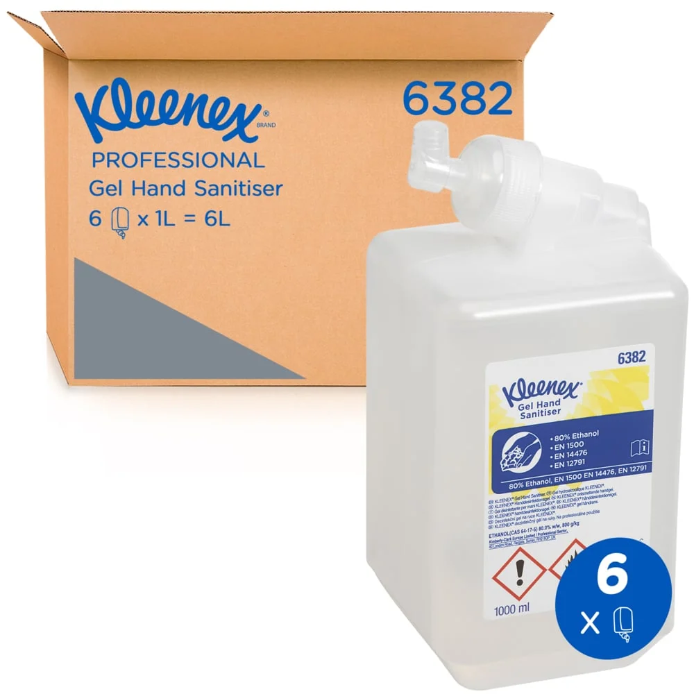 Kleenex® Additional Gel Handdesinfigten - Cassette / Transparent / 1 LTR - 6 Cassettes | Cardboard (6 cartridges)