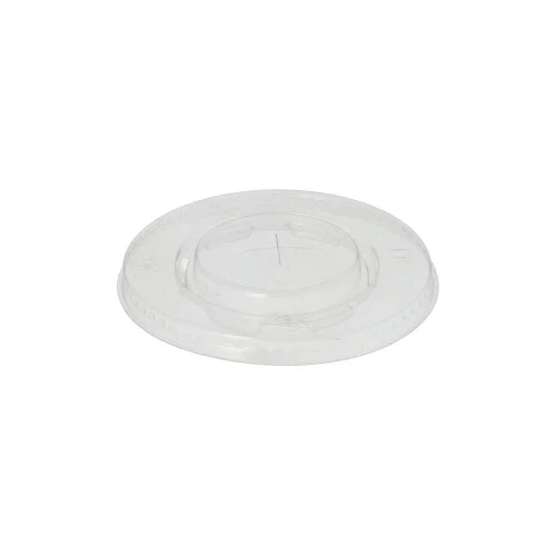 PAPSTAR 100 tampas, PLA "puro" em torno de Ø 9,5 cm Cristal claro com slot cruzado | Deslize (100 peças)