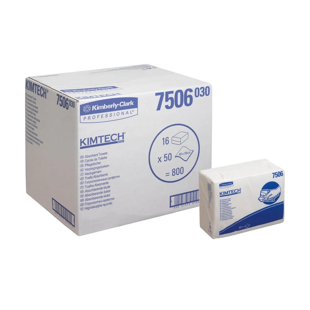 KimTech® absorbent care cloths - Z folded / white - 16 bags x 50 sheets | Cardboard (16 bags)