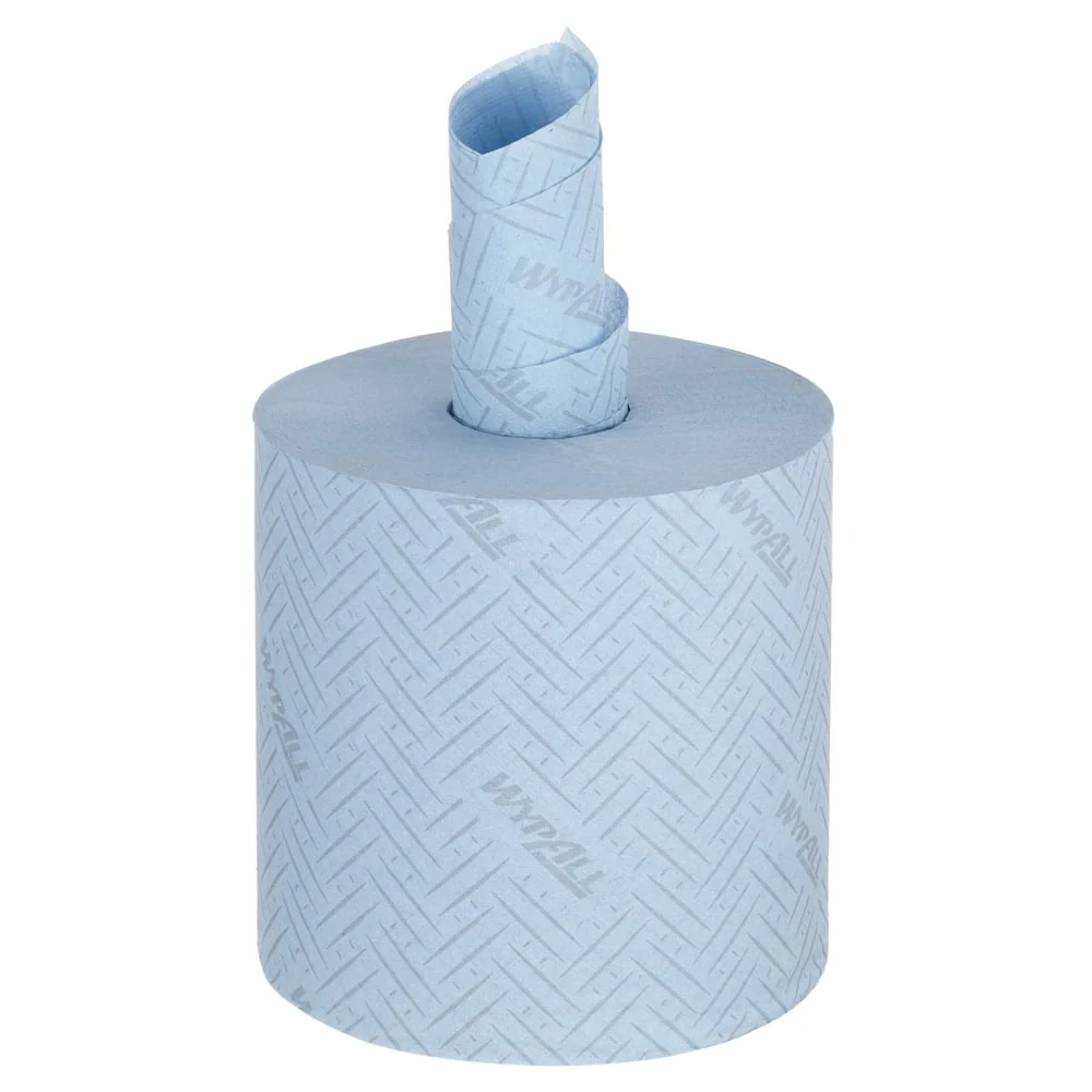 Toalha de papel Wypall® L10 para alimentos e higiene - Remoção central / azul / 1 -camada - 6 rolos x 800 folhas | Papelão...