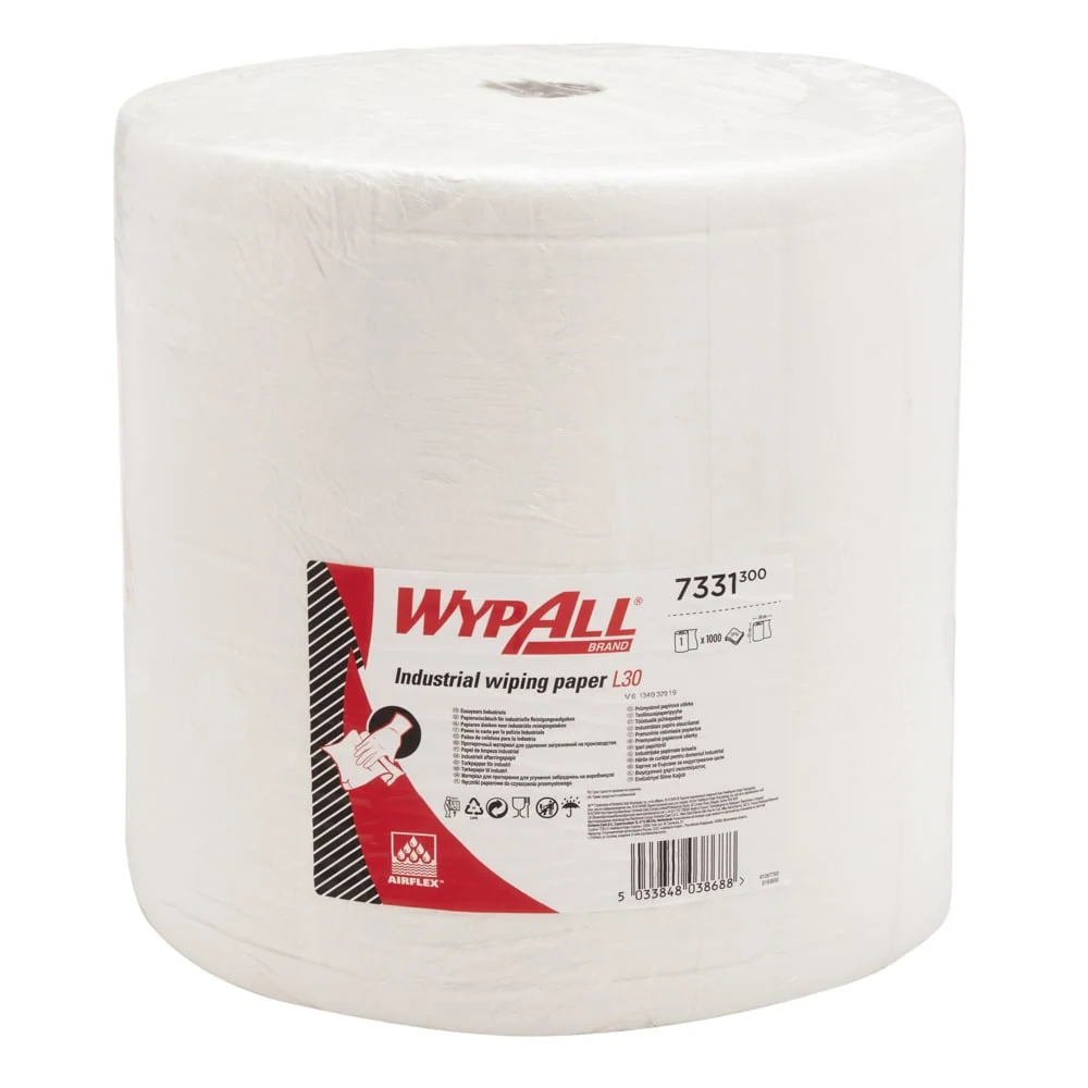 Toalha de papel Wypall® L30 para tarefas de limpeza industrial - rolo grande - náhradní largo e longo / branco - 1 rolo x...