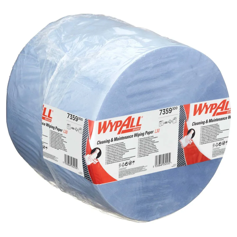 Toalha de papel Wypall® L30 para trabalho de manutenção - papel grande - additional largo e longo / azul - 1 rolo x 1000 f...