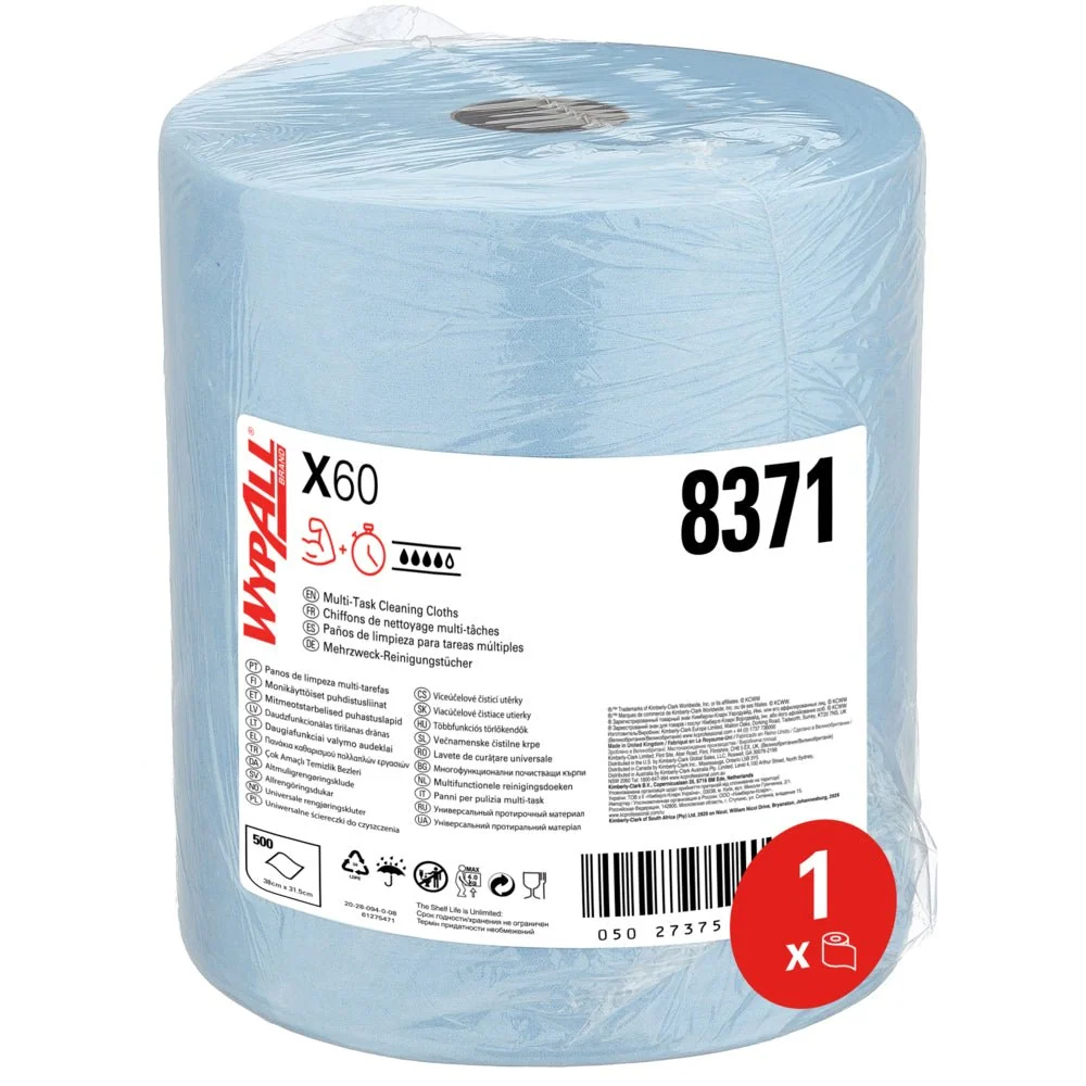 Wypall® X60 Geral Čistit - Grand Roll / Blue - 1 rolo x 500 folhas | Papelão (1 rolo)