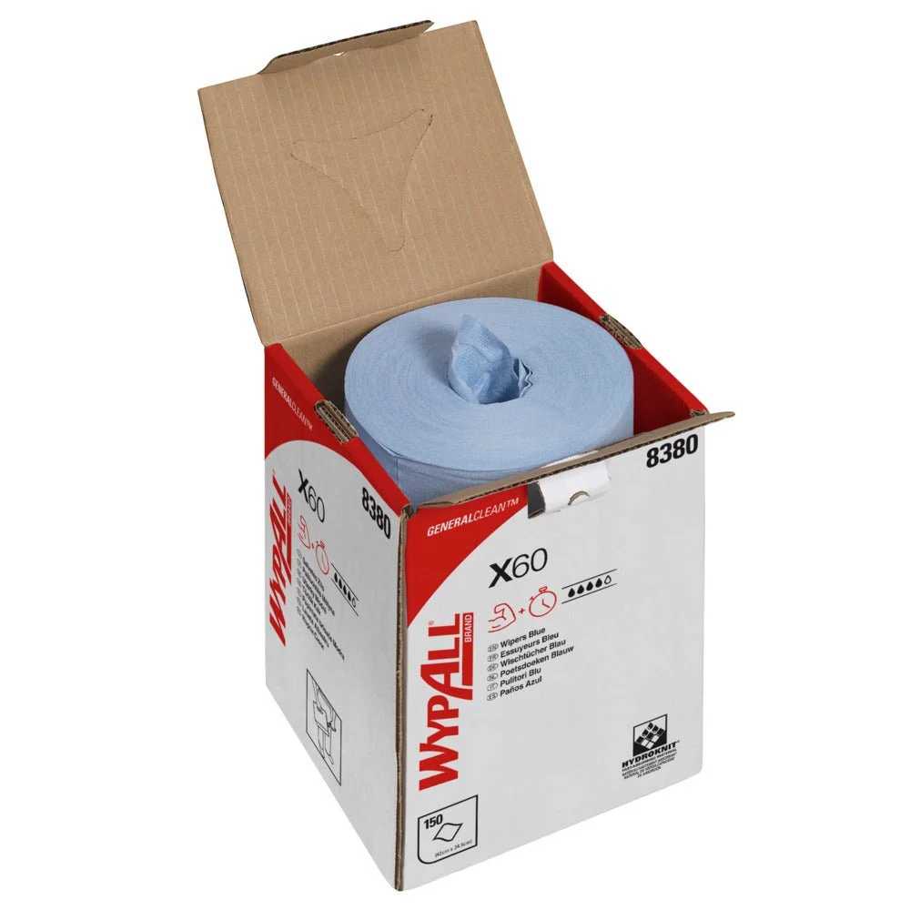 Wypall® X60 Limpo genral - Remoção central / azul - 1 rolo x 150 folhas | Papelão (1 rolo)