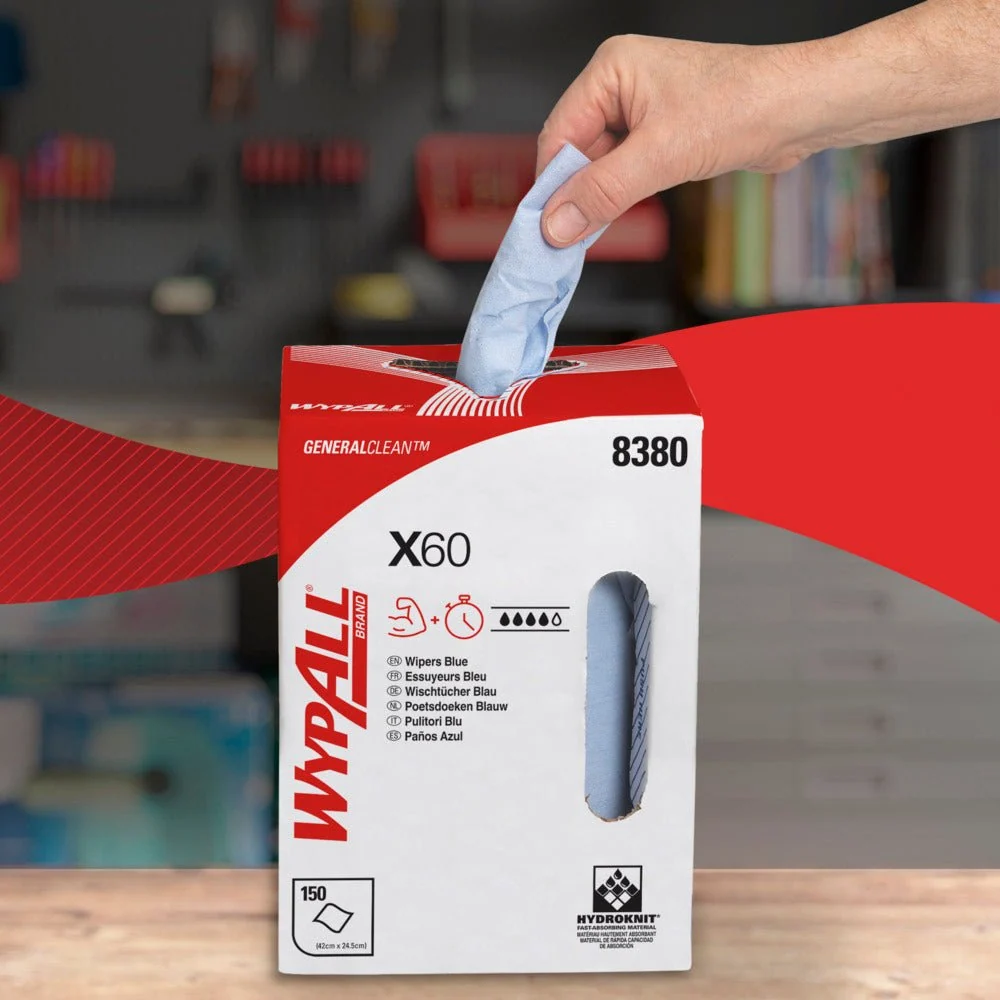 Wypall® X60 Limpo genral - Remoção central / azul - 1 rolo x 150 folhas | Papelão (1 rolo)