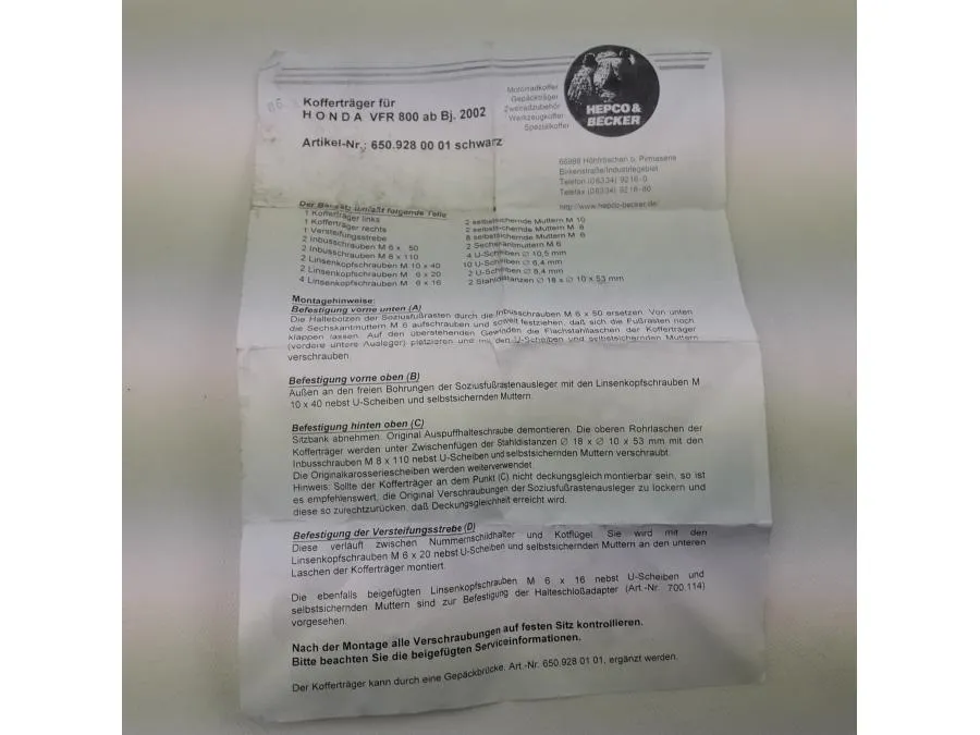 držák bočních kufrů Honda