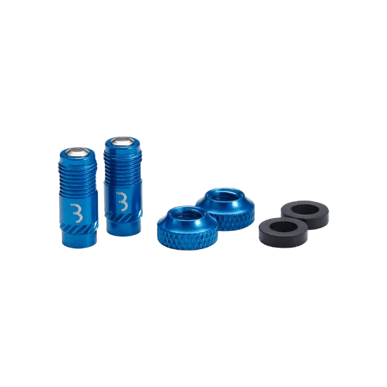 Koncovky ventilů BBB CORE CAP Blue (x2)