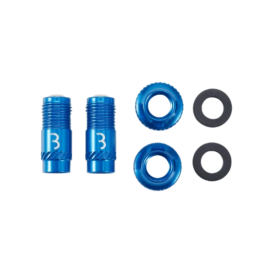 Koncovky ventilů BBB CORE CAP Blue (x2)