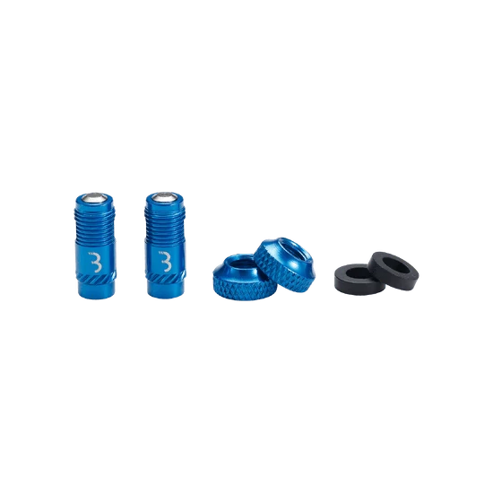 Koncovky ventilů BBB CORE CAP Blue (x2)