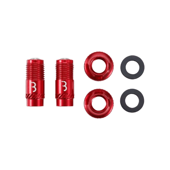 Koncovky ventilů BBB CORE CAP Red (x2)