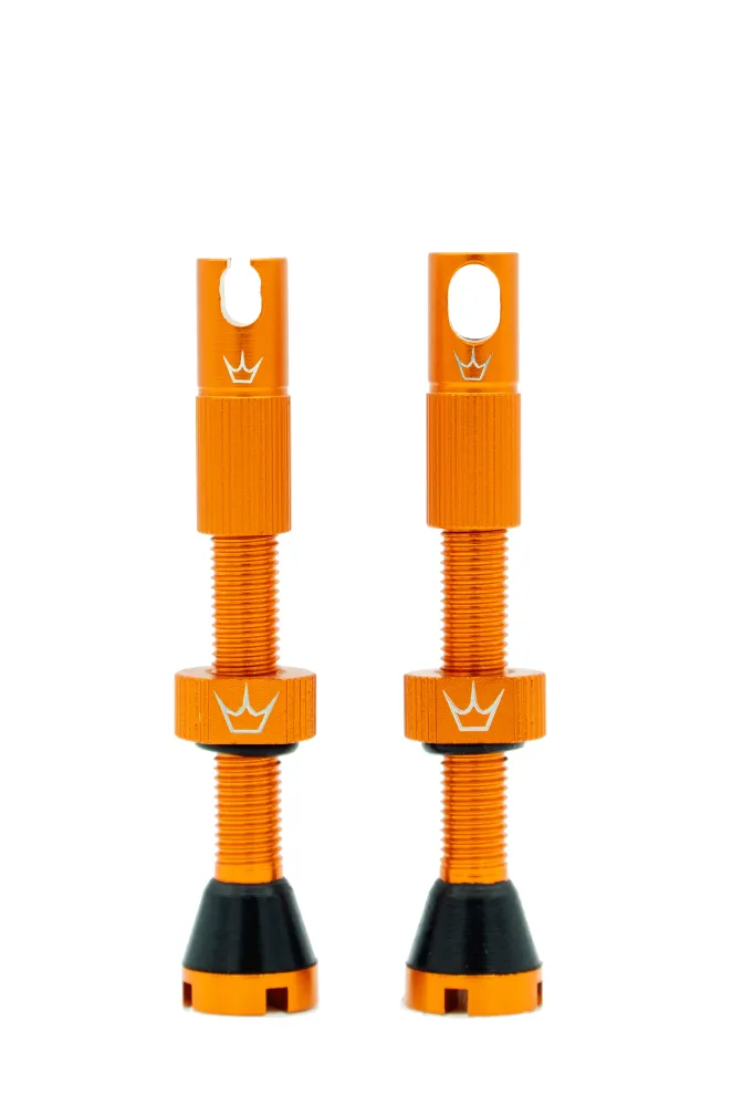 PEATY'S x Chris King MK2 Presta 42 mm bezdušové ventilky (x2) Orange