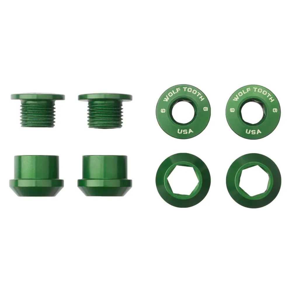 Sada 4 komínových šroubů matic M8x6 mm WOLF TOOTH Transmission 1X Zelená barva
