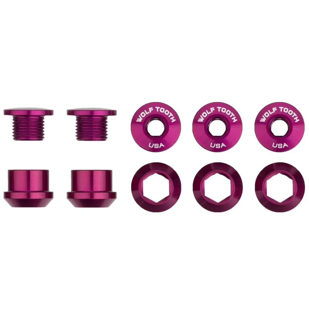 5 Sada šroubů matic M8x6 mm WOLF TOOTH 1X Violet pro klikovou sadu