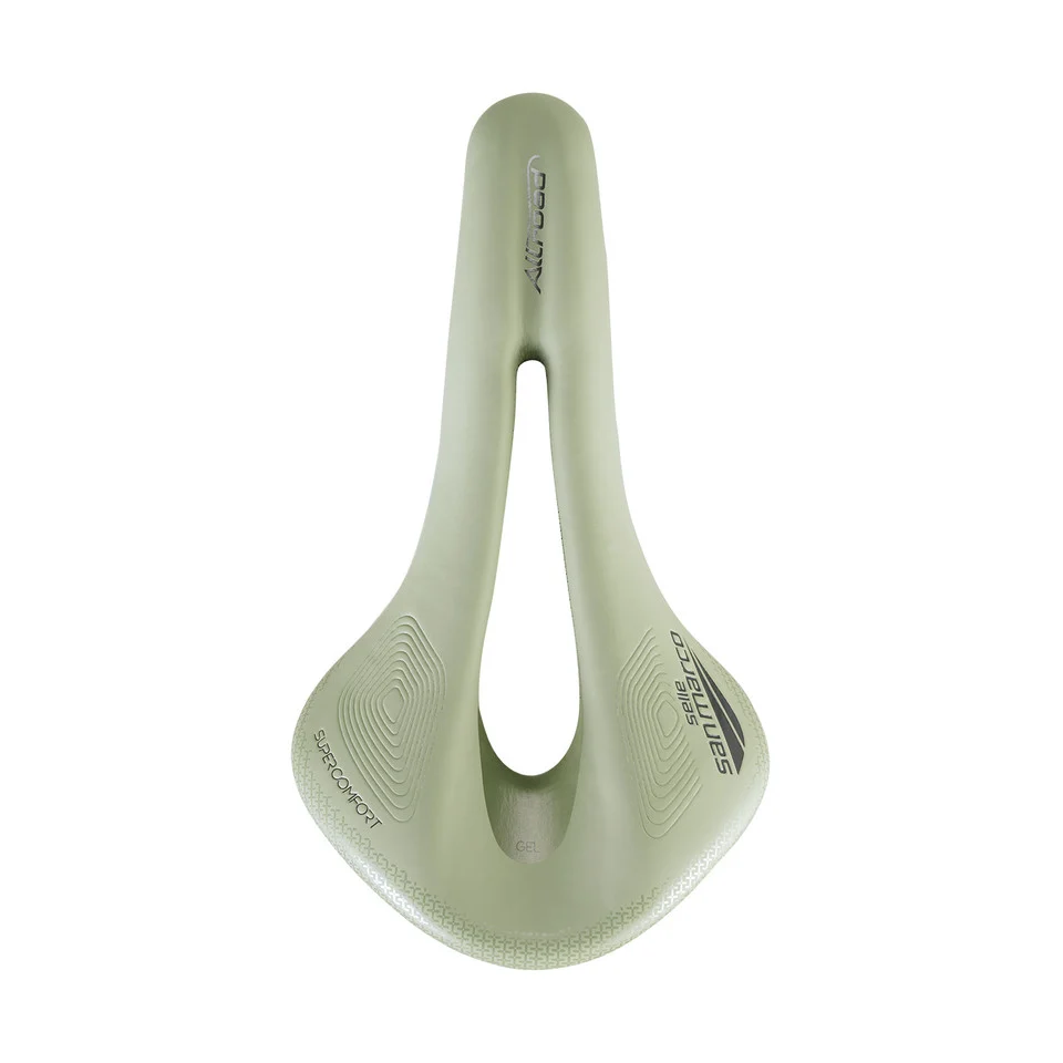 Sedlo SAN MARCO ALLROAD SUPERCONFORT OPEN-FIT RACING L3 šířka 146 mm ocelové lišty Xsilite Sage Green