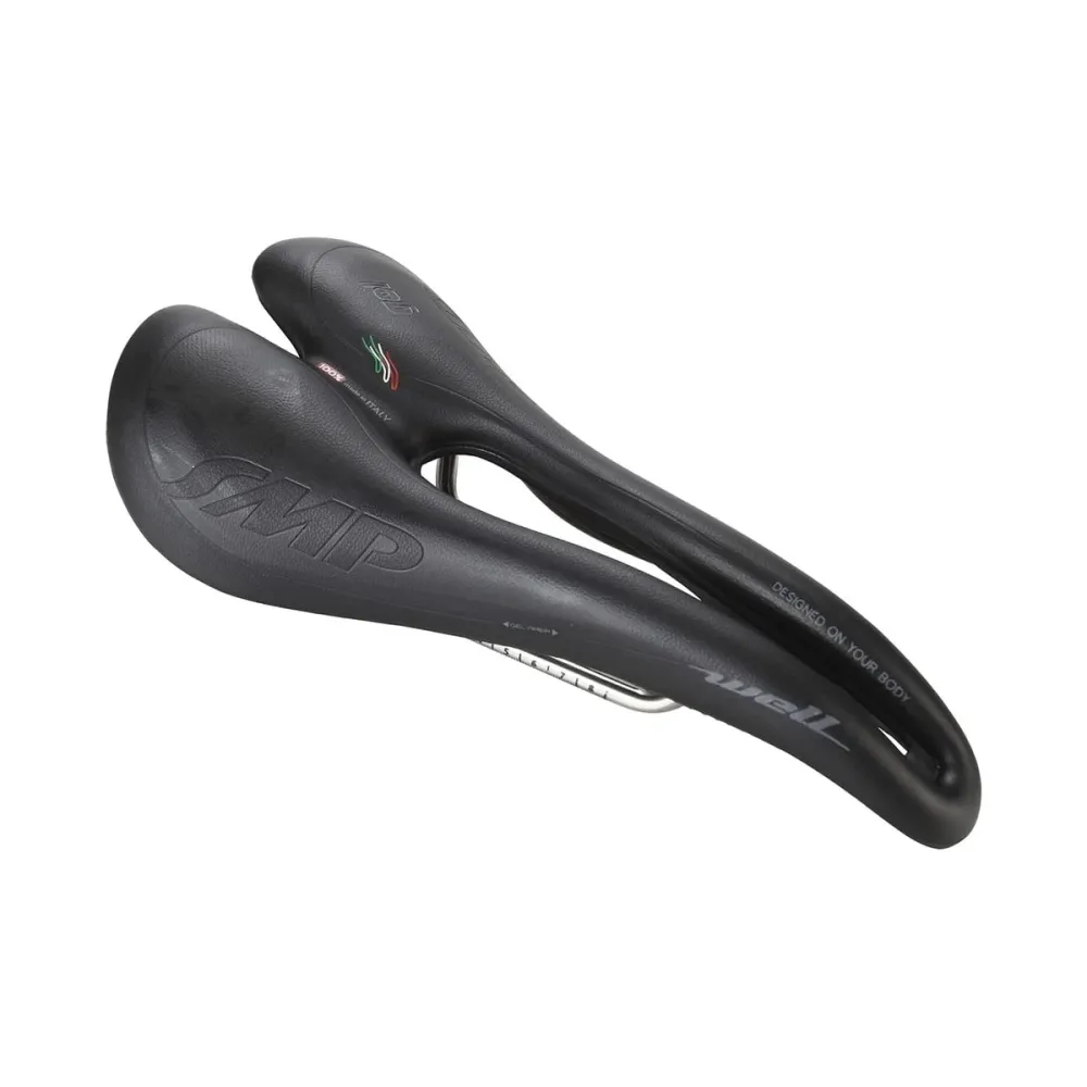 Sedlo SMP WELL GEL Šířka 144 mm Ocelové kolejnice Černá
