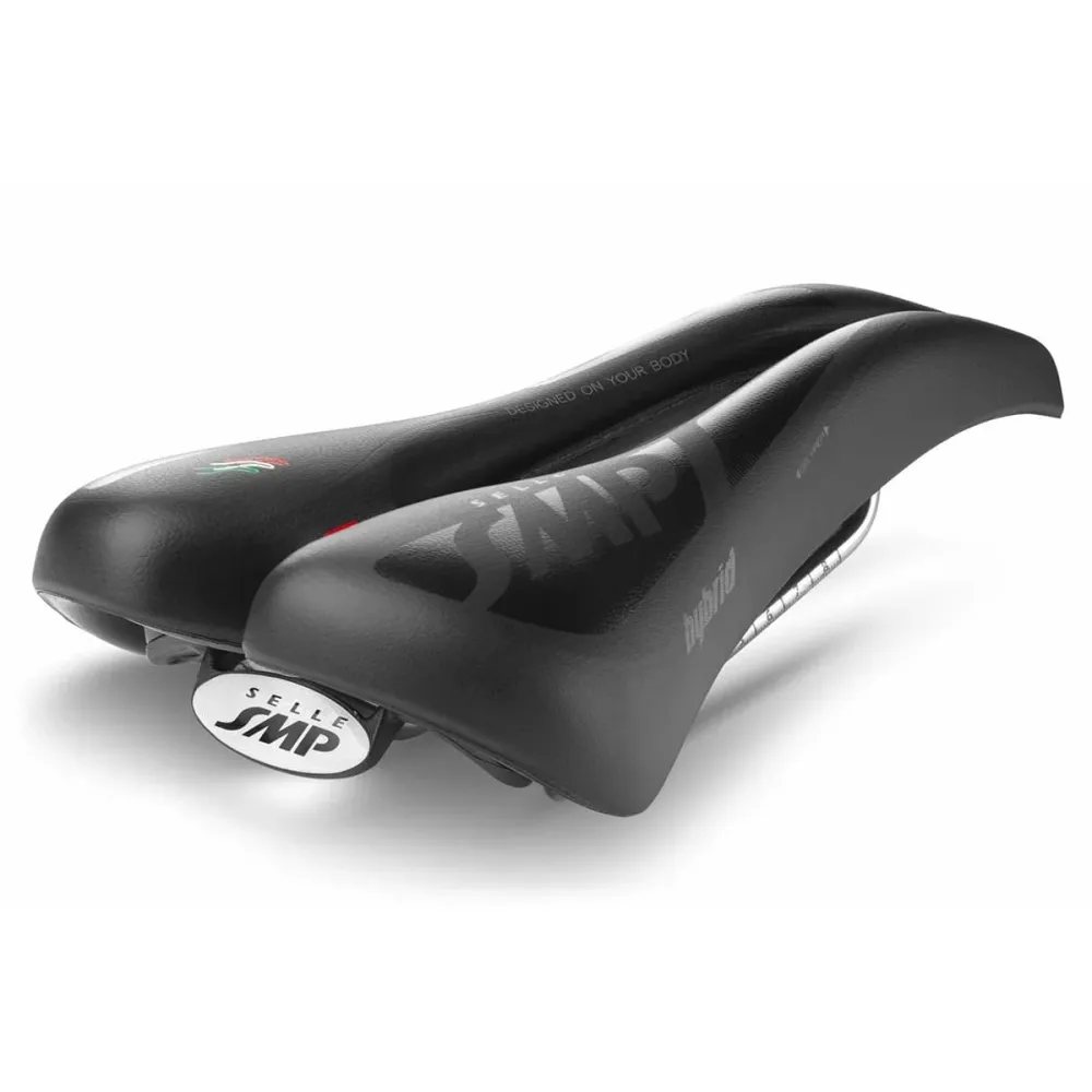 SMP HYBRIDE GEL Sedlo 140mm široké Ocelové kolejnice Černá