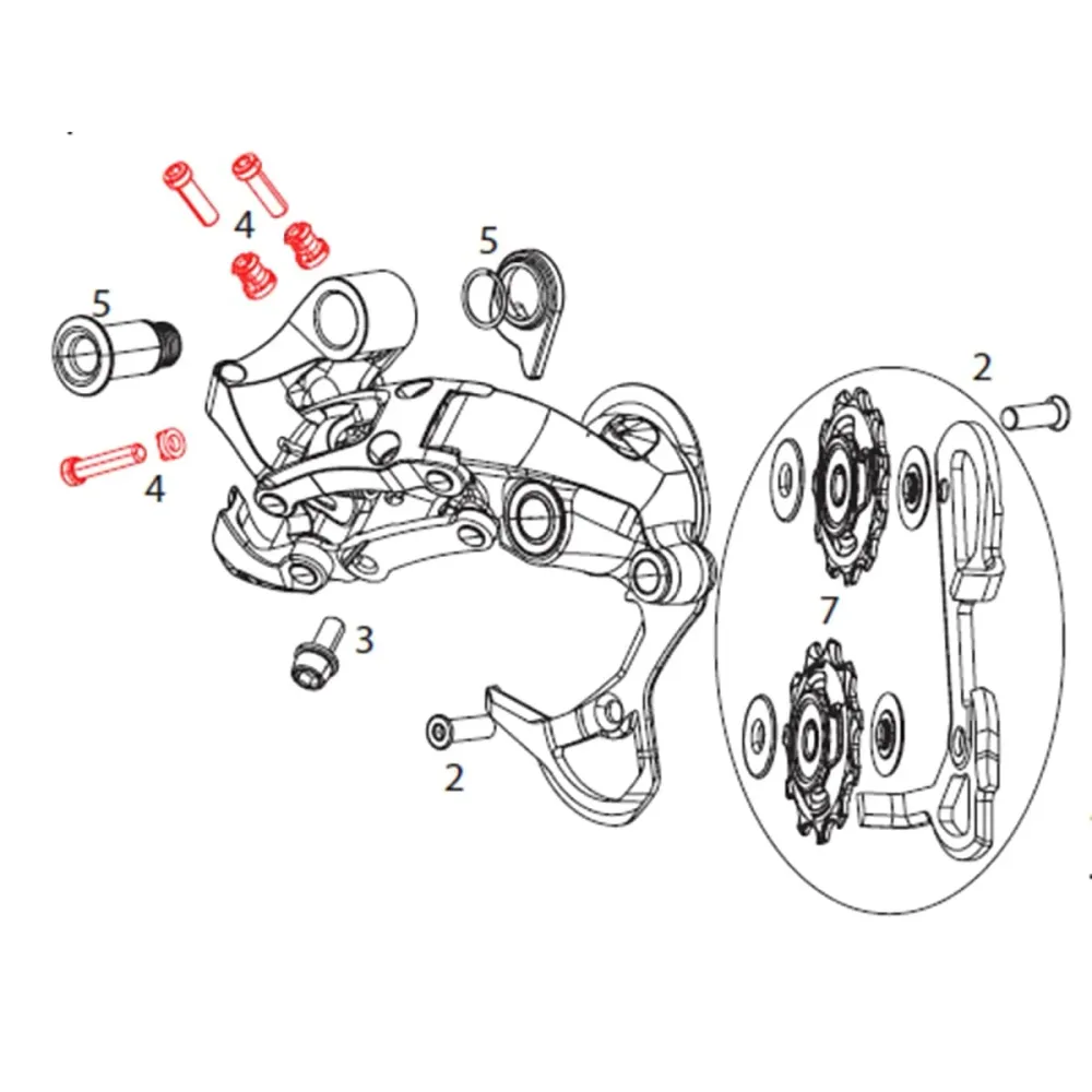 SRAM X9 typ 2 / X9 2011 (10v) Šrouby zarážky pro seřízení ložisek zadní přehazovačky #11.7515.055.000