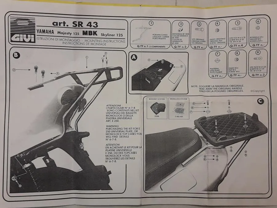 Držák topboxu Yamaha