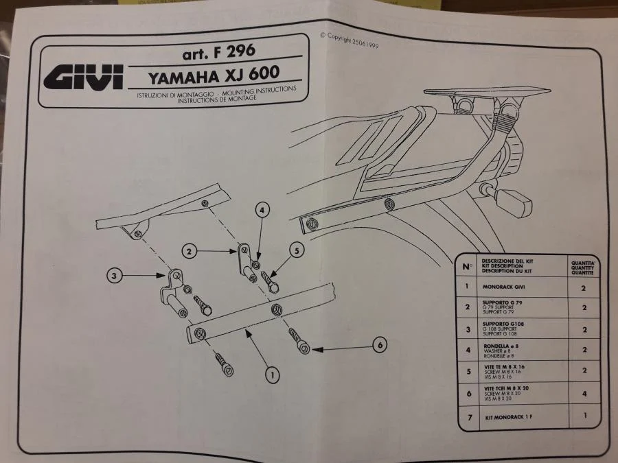 držák topboxu Yamaha