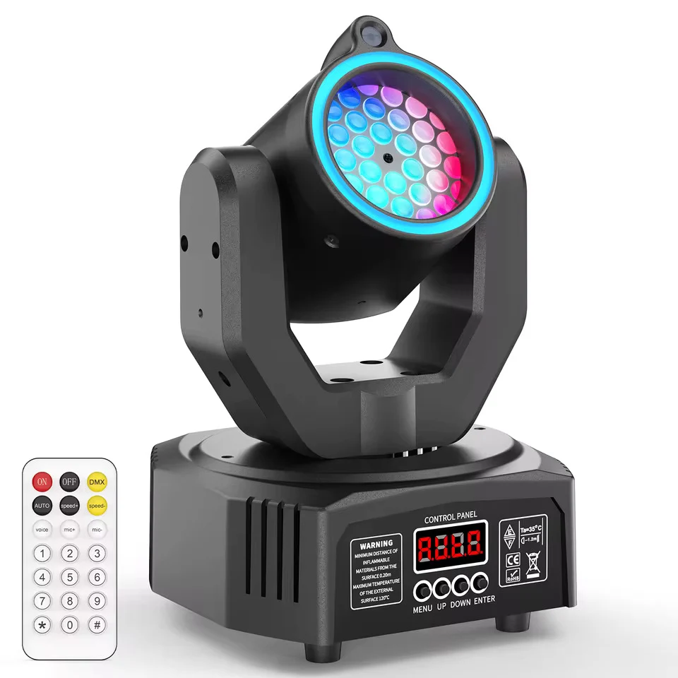 36W párty světlo, otočný reflektor s paprskovým vzorem, plné RGB barvy, DMX ovládání, režim ovládání hlasem, stroboskopick...