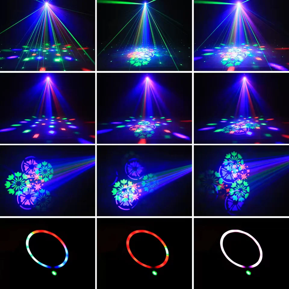 36W párty světlo, otočný reflektor s paprskovým vzorem, plné RGB barvy, DMX ovládání, režim ovládání hlasem, stroboskopick...