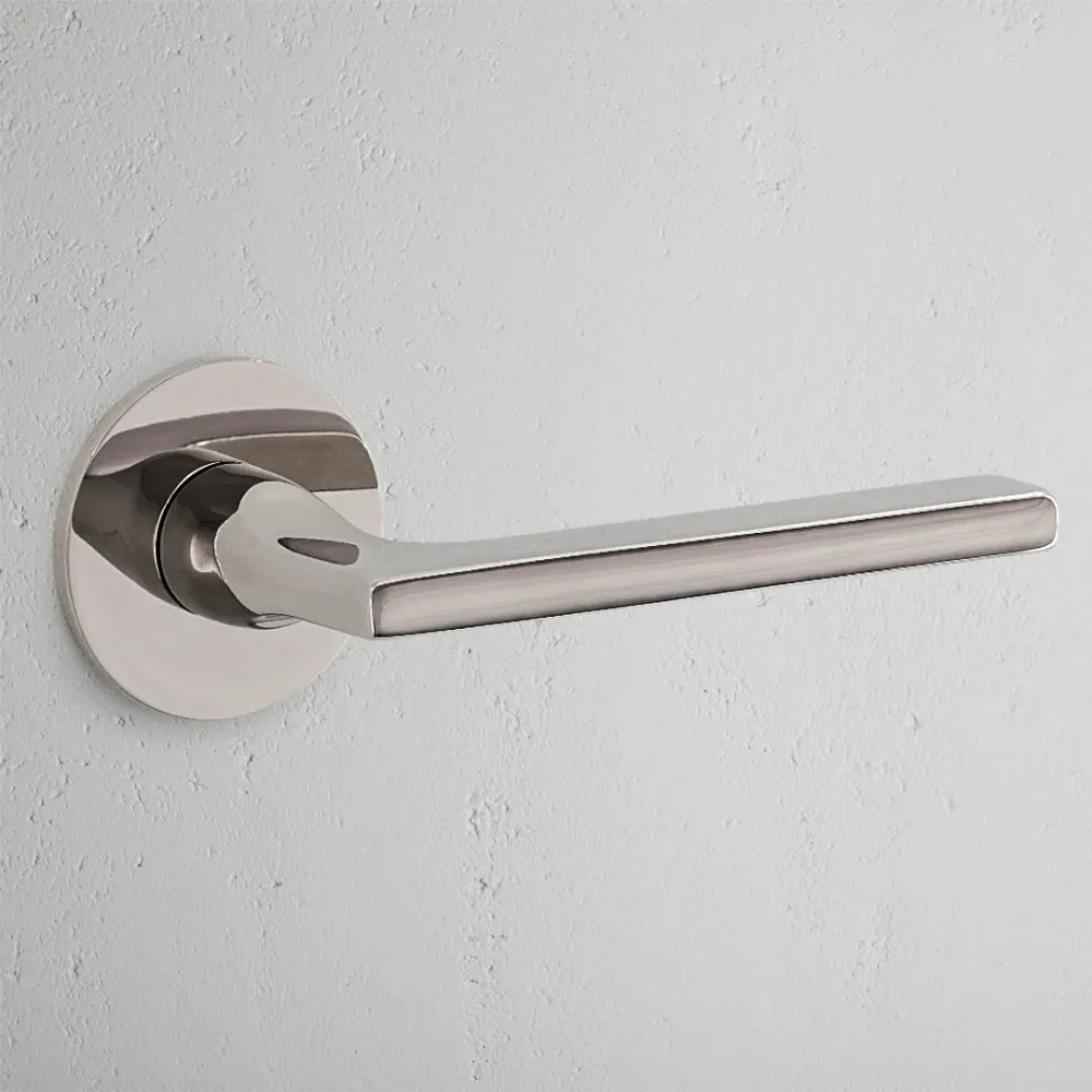 Clayton Flush Fixed Door Handle (Scandinavian) - Polished Nickel Front Door Security