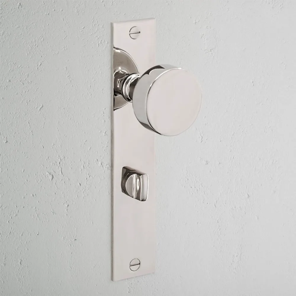 Onslow Long Plate Sprung Door Knob & Thumbturn - Polished Nickel Front Door Security