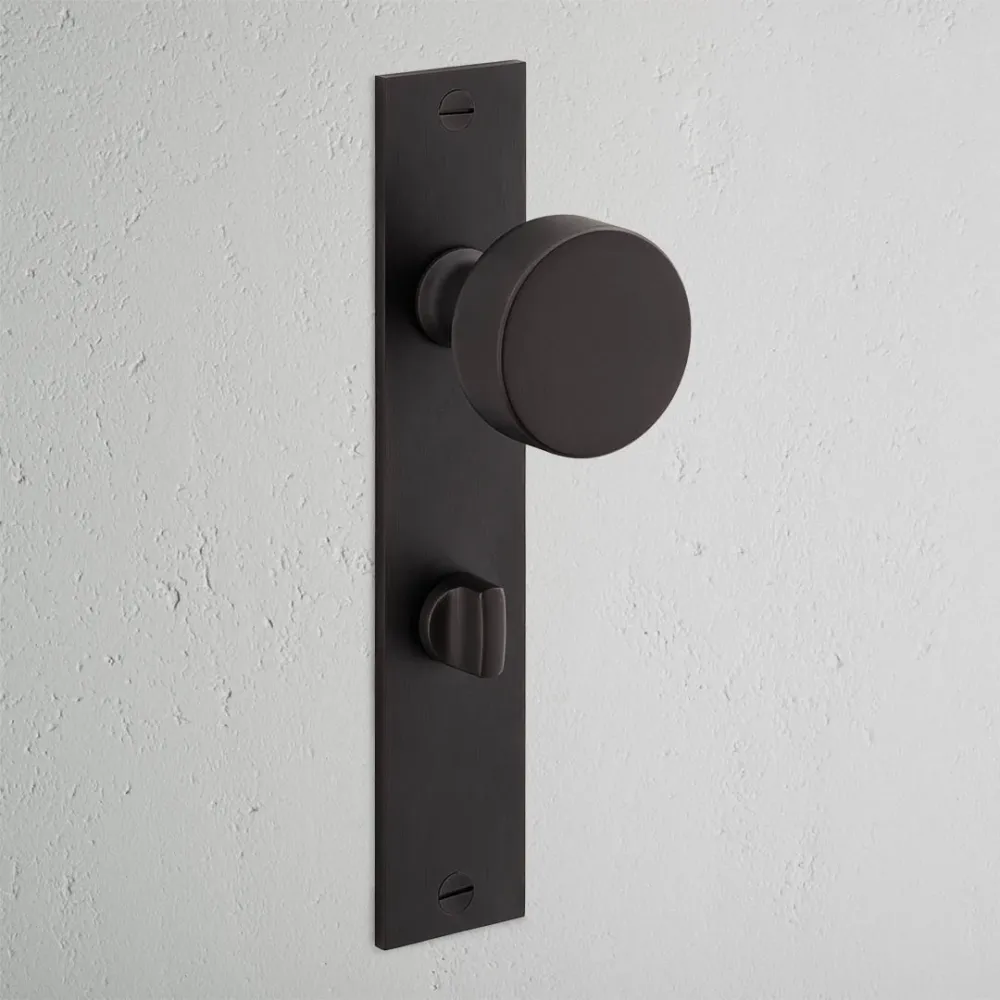 Onslow Long Plate Sprung Door Knob & Thumbturn - Copper-brown