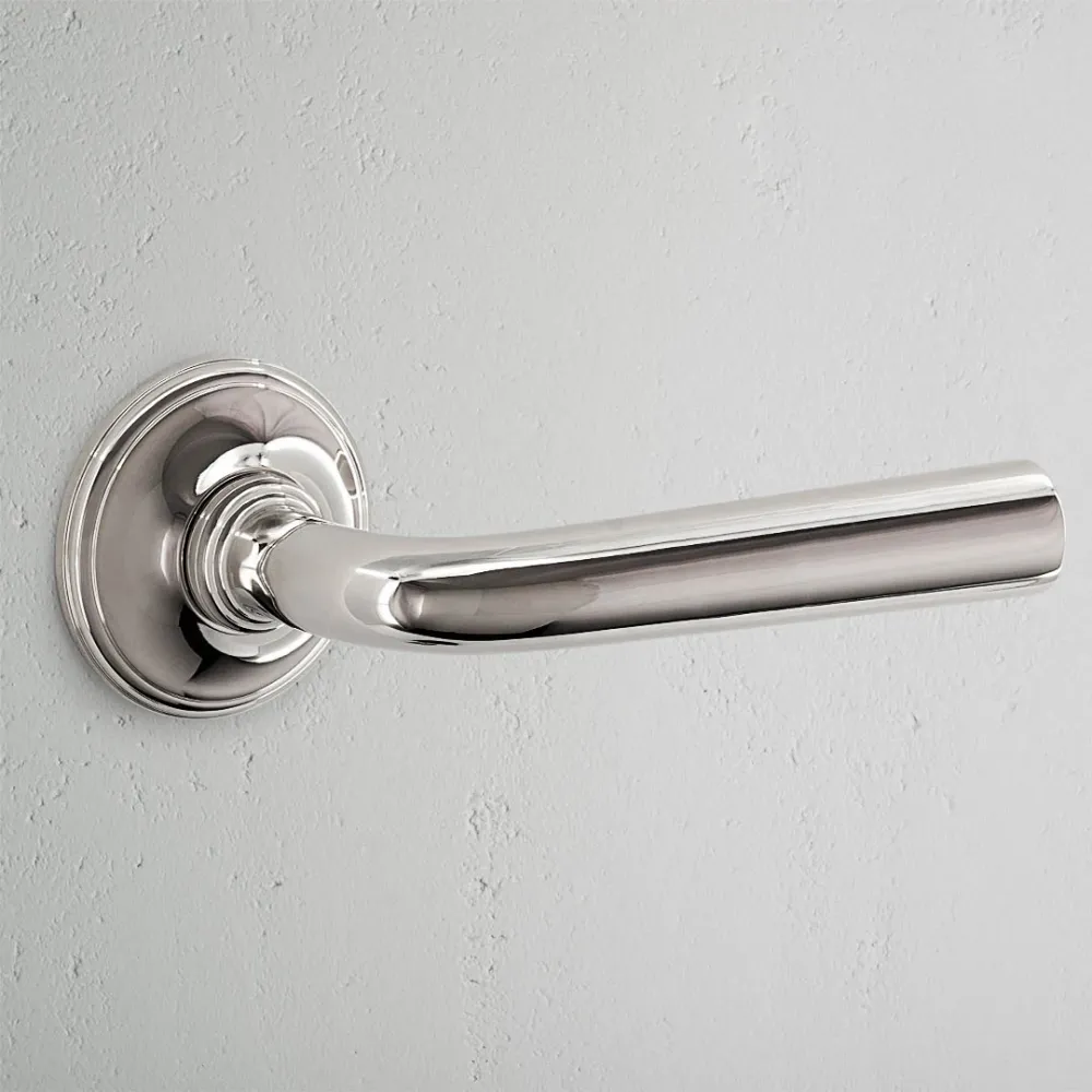Apsley Unsprung Door Handle (Scandinavian) - Polished Nickel Easy Rekey