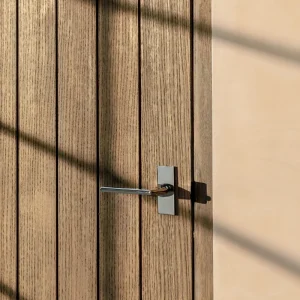Clayton Short Plate Sprung Door Handle - Polished Nickel Schlage